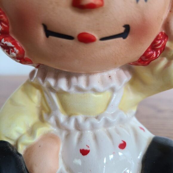 Vintage 1975 Raggedy Ann Ceramic Coin Bank With Music Box - Works! - Picture 4 of 15